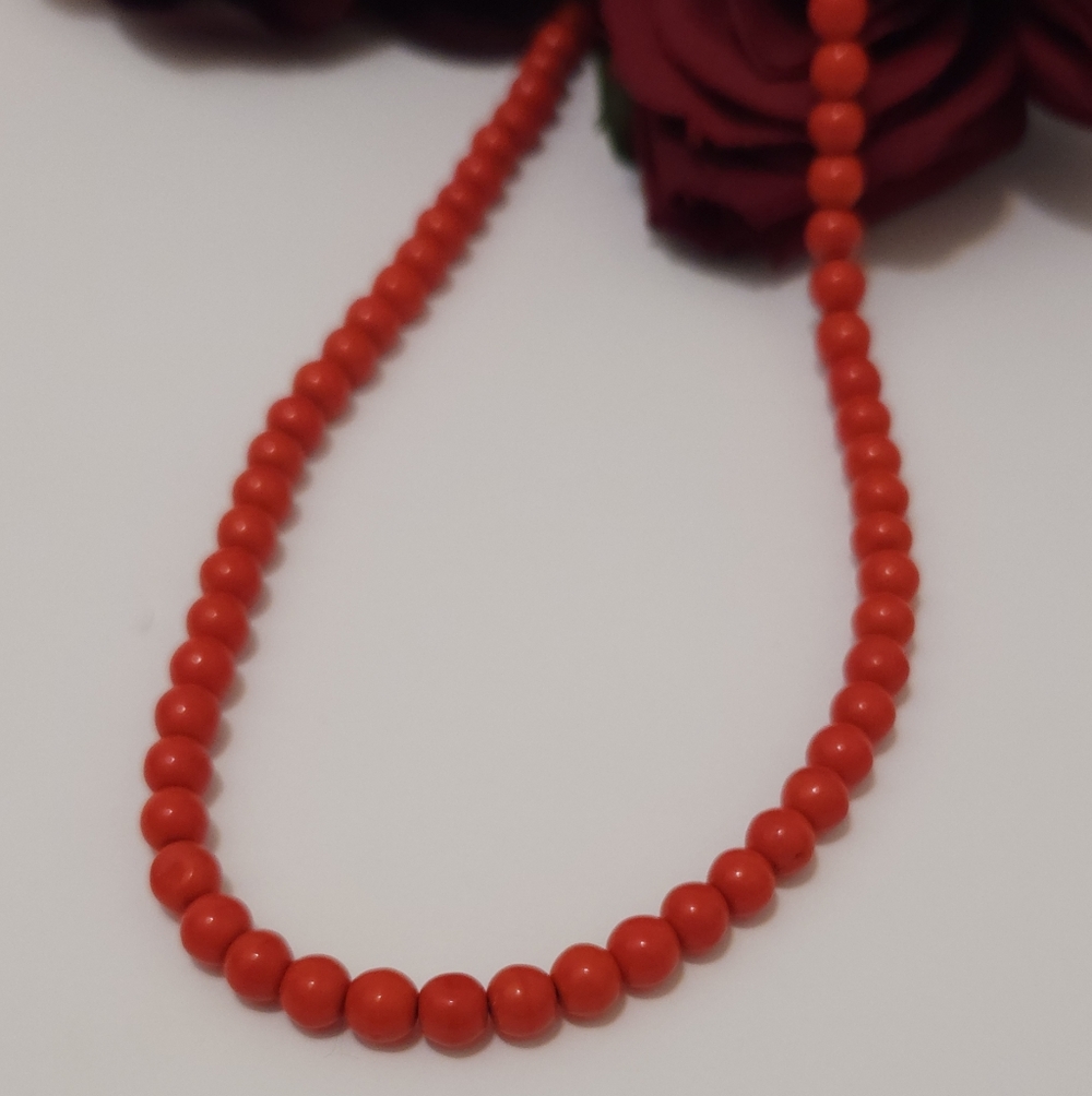 Vintage Genuine Red Coral Beaded Necklace with Silver Clasp 18" Long - Picture 6 of 16